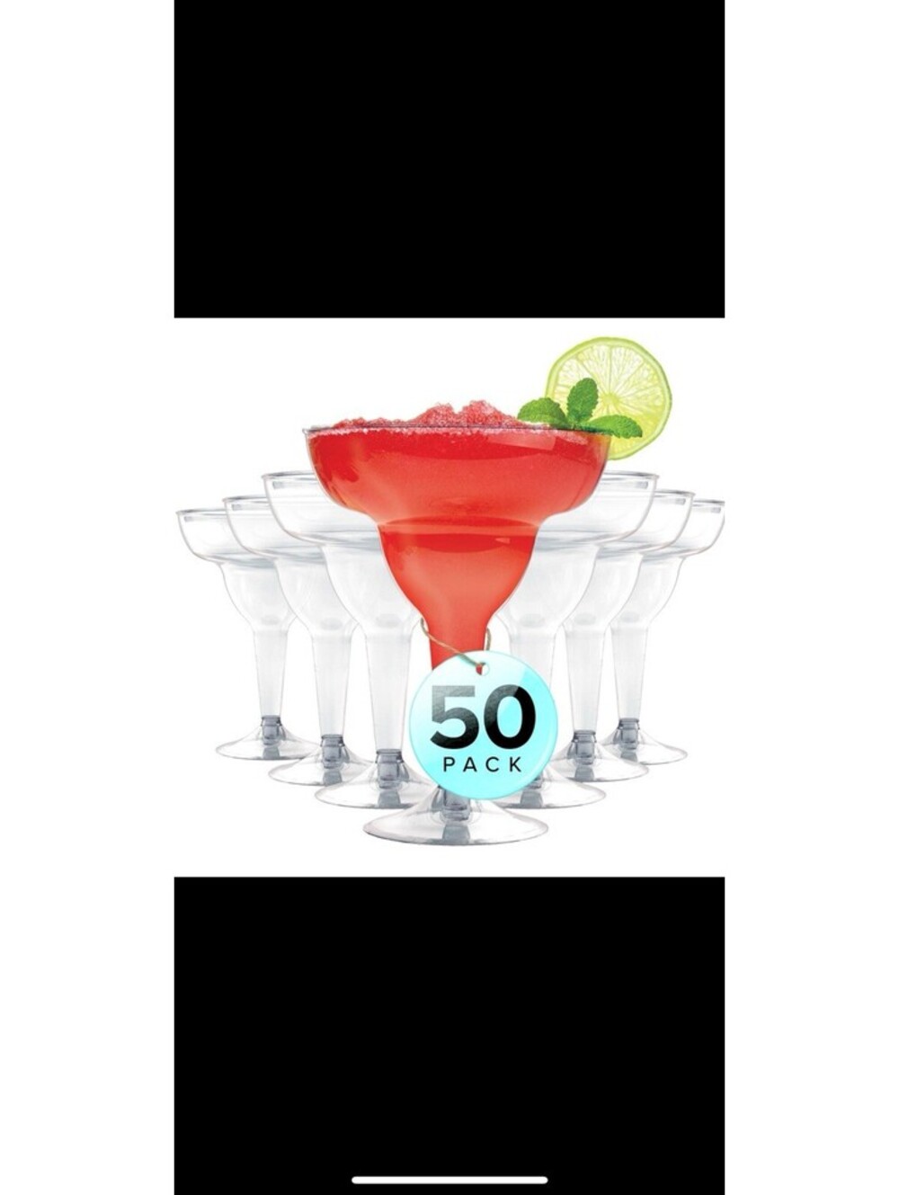 50 Clear Plastic Margarita Glasses 12oz Disposable Cocktail Party Cups 🔥